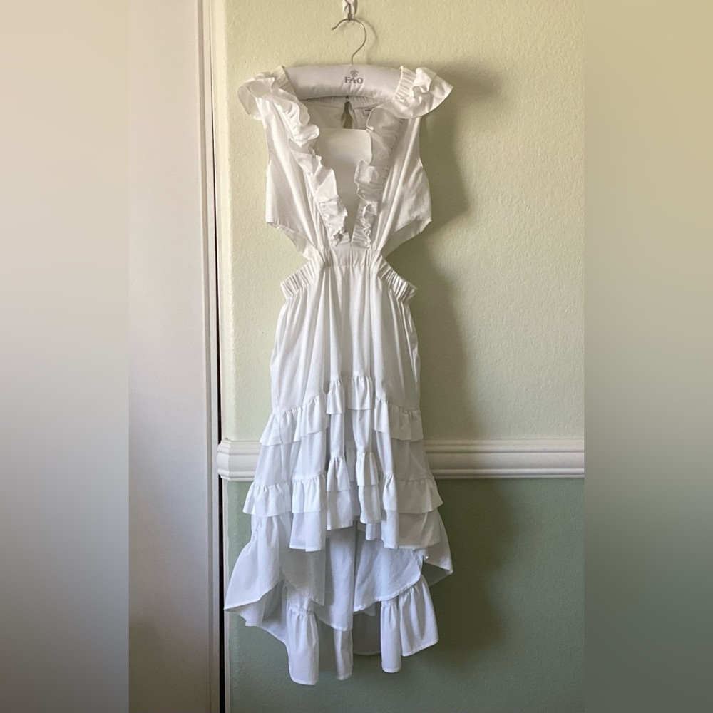 Kids Habitual White Ruffled Cutout Maxi Dress
